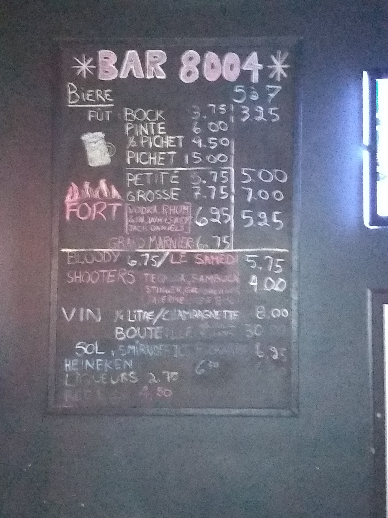 Bar 8004 Menu