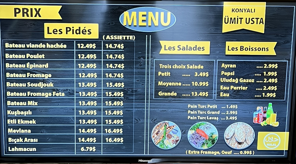 Turquoise Maison Ankara Menu