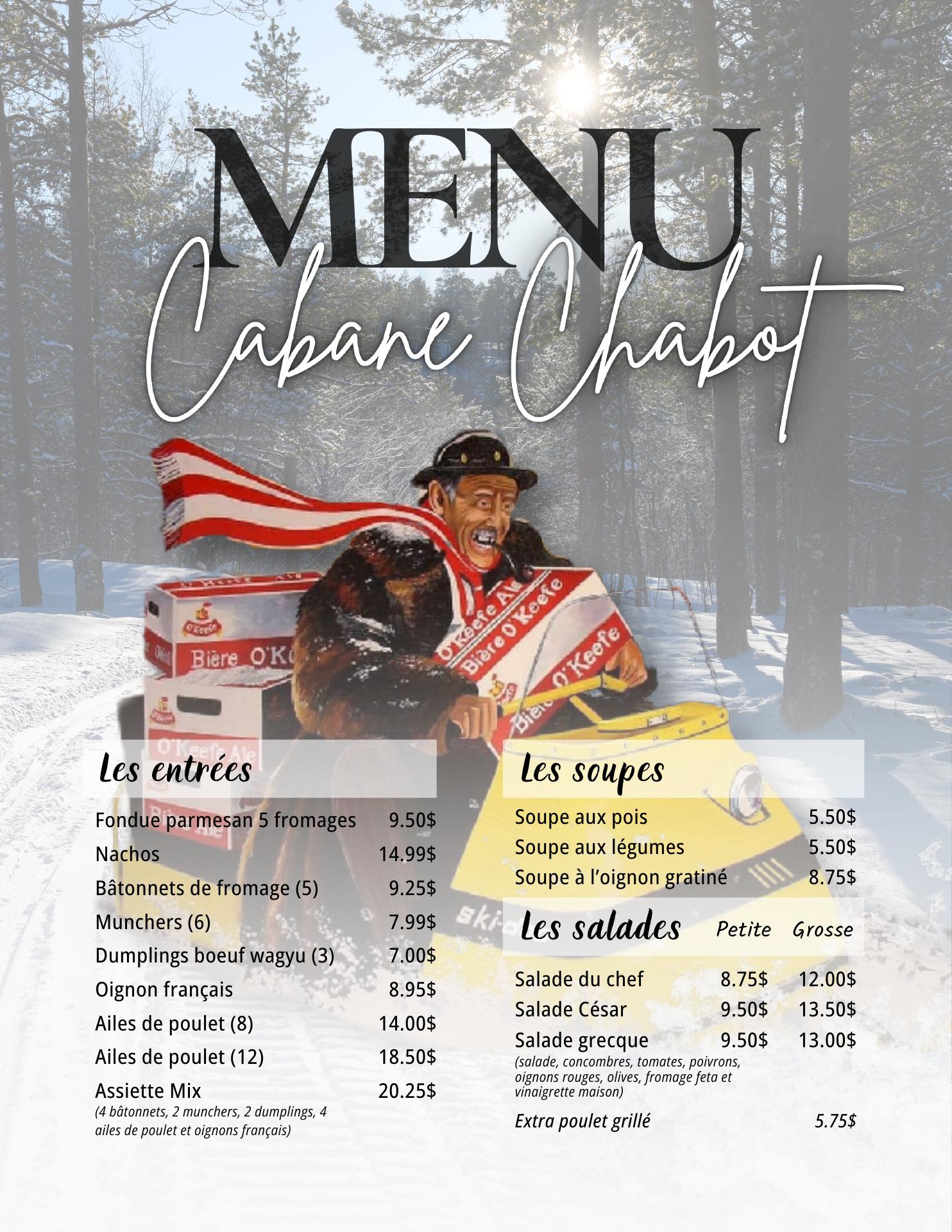 Cabane à Sucre Chabot Enr Menu
