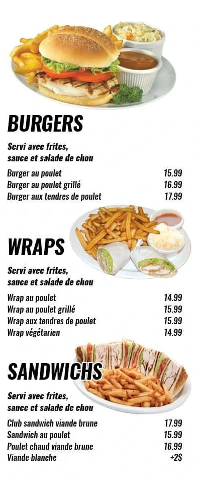 Restaurant Coq-O-Bec Menu