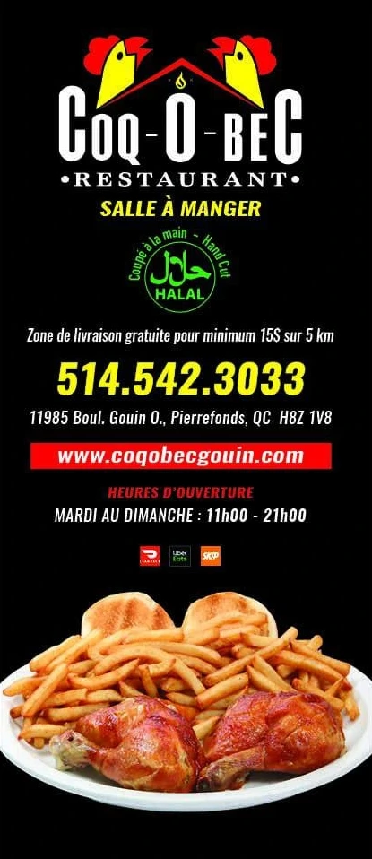 Restaurant Coq-O-Bec Menu