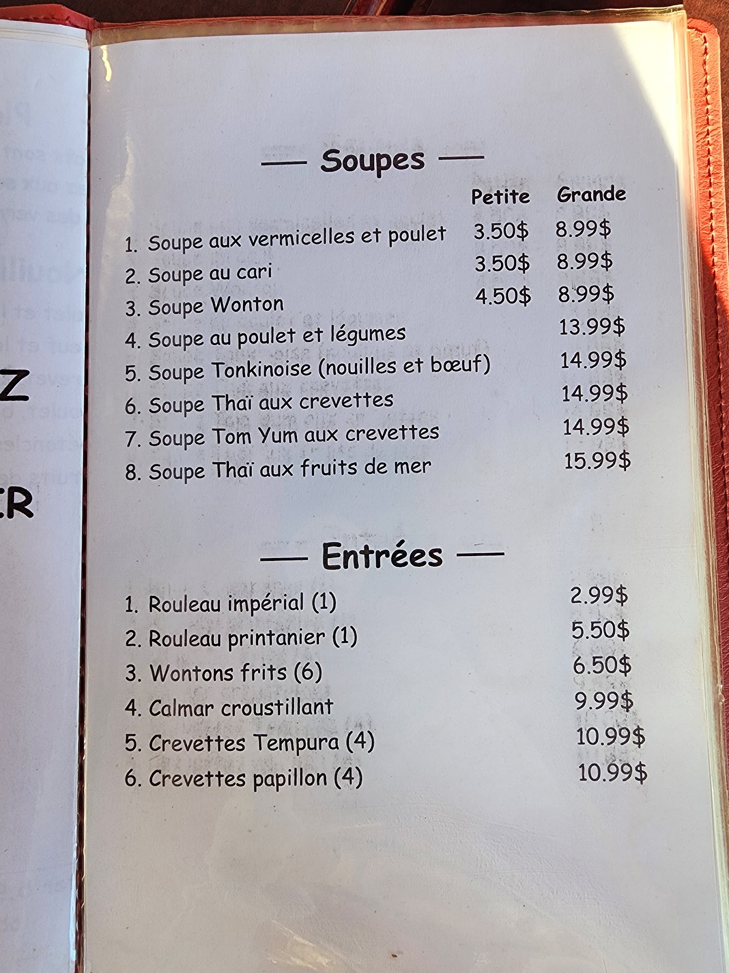 Vietnam Express Menu