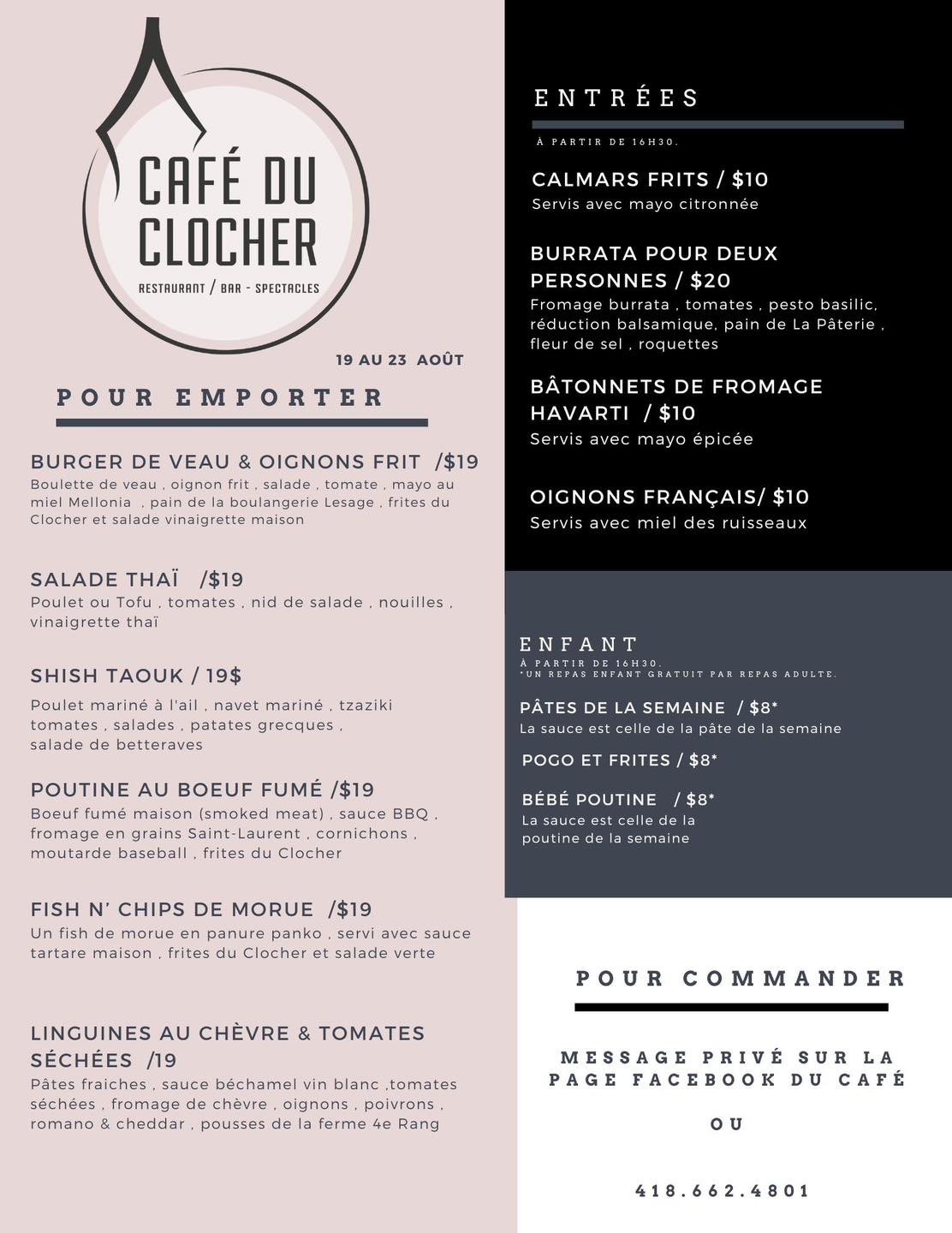 Le Café Du Clocher Menu