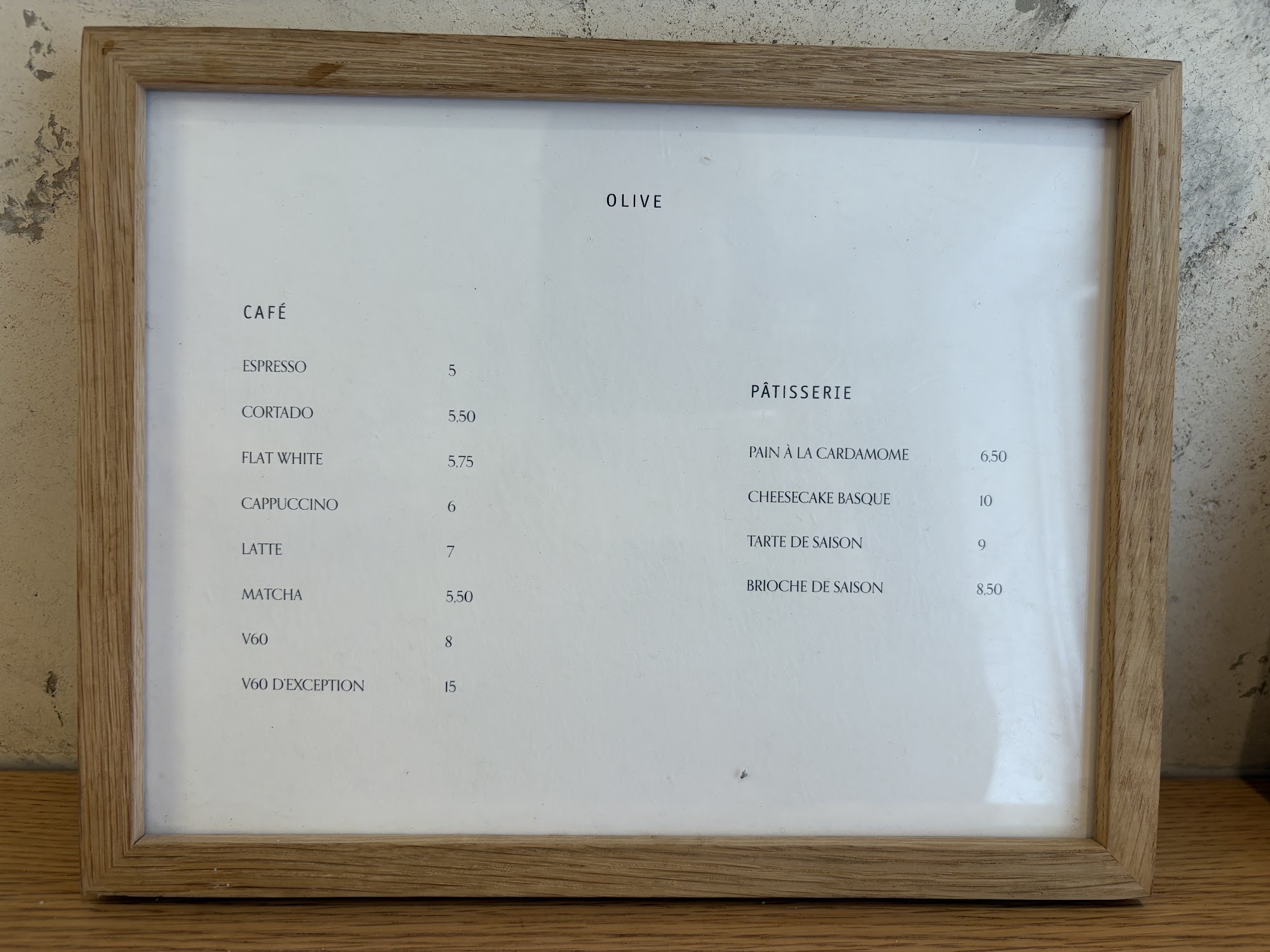 café Olive Menu