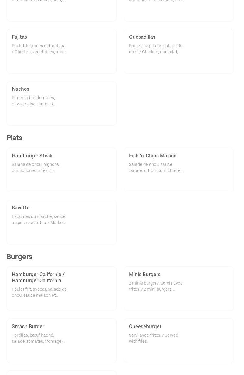 Resto Bar Le Sphinx Menu