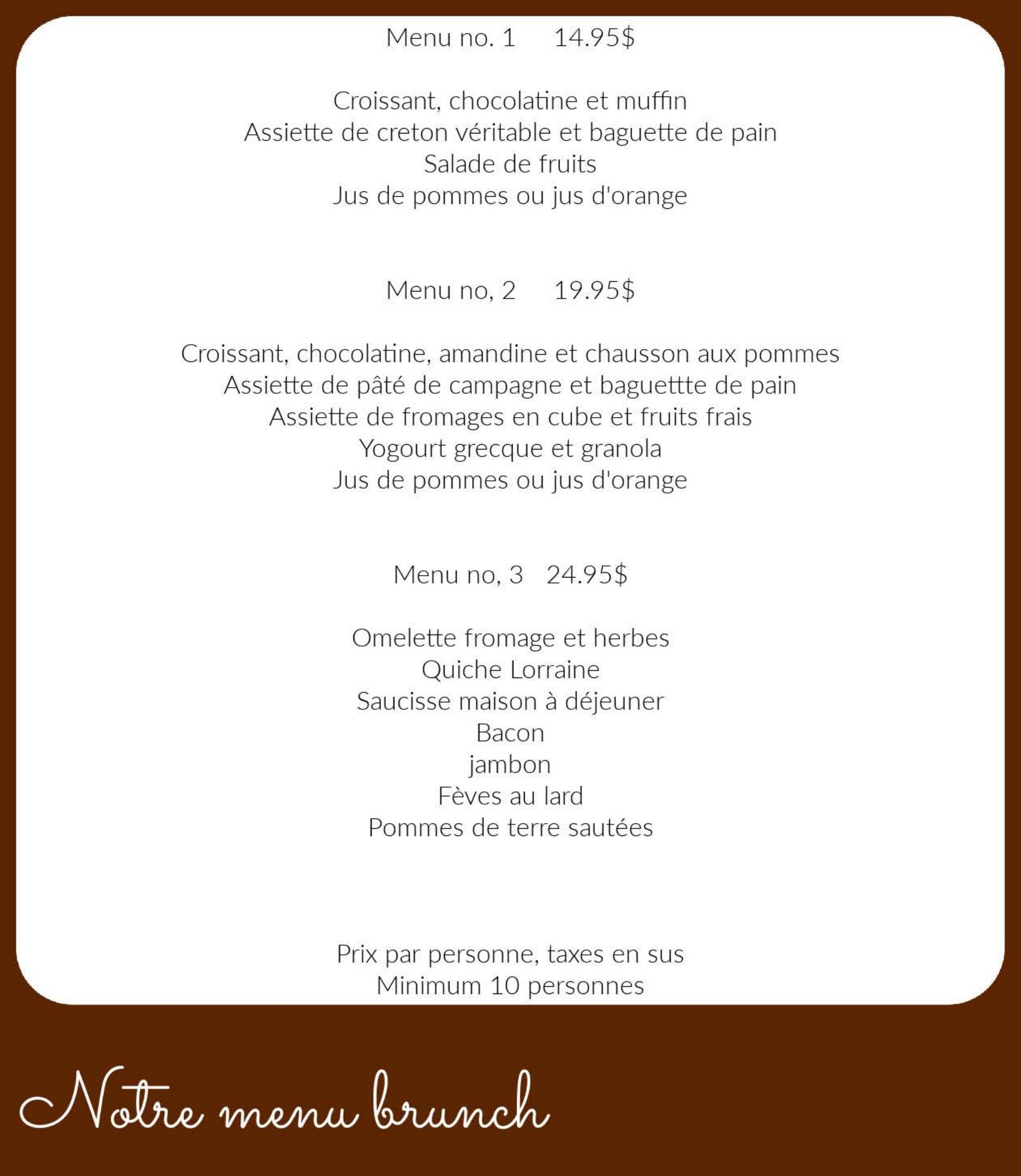 Délices du Gourmet Menu