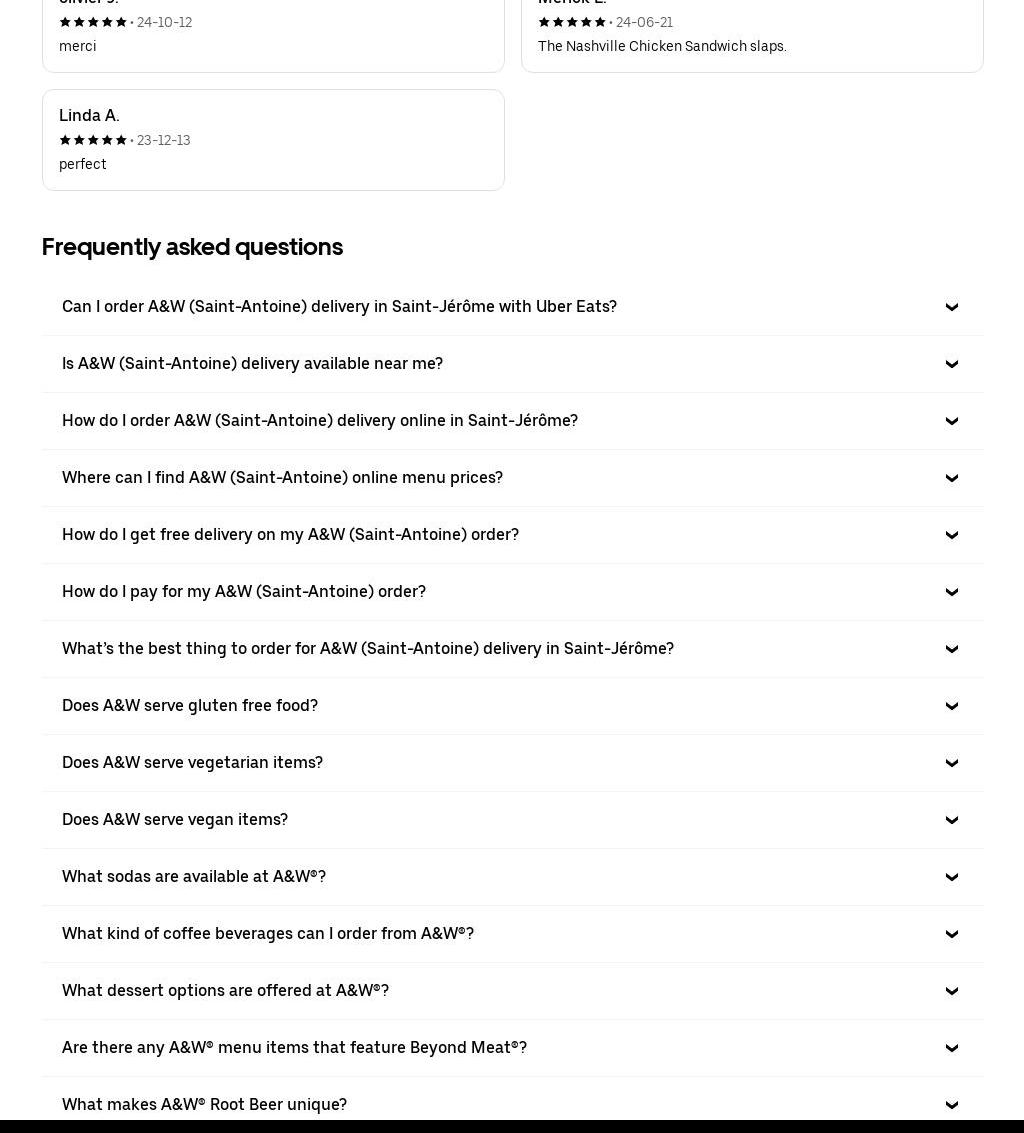 A&W Saint-Antoine Menu