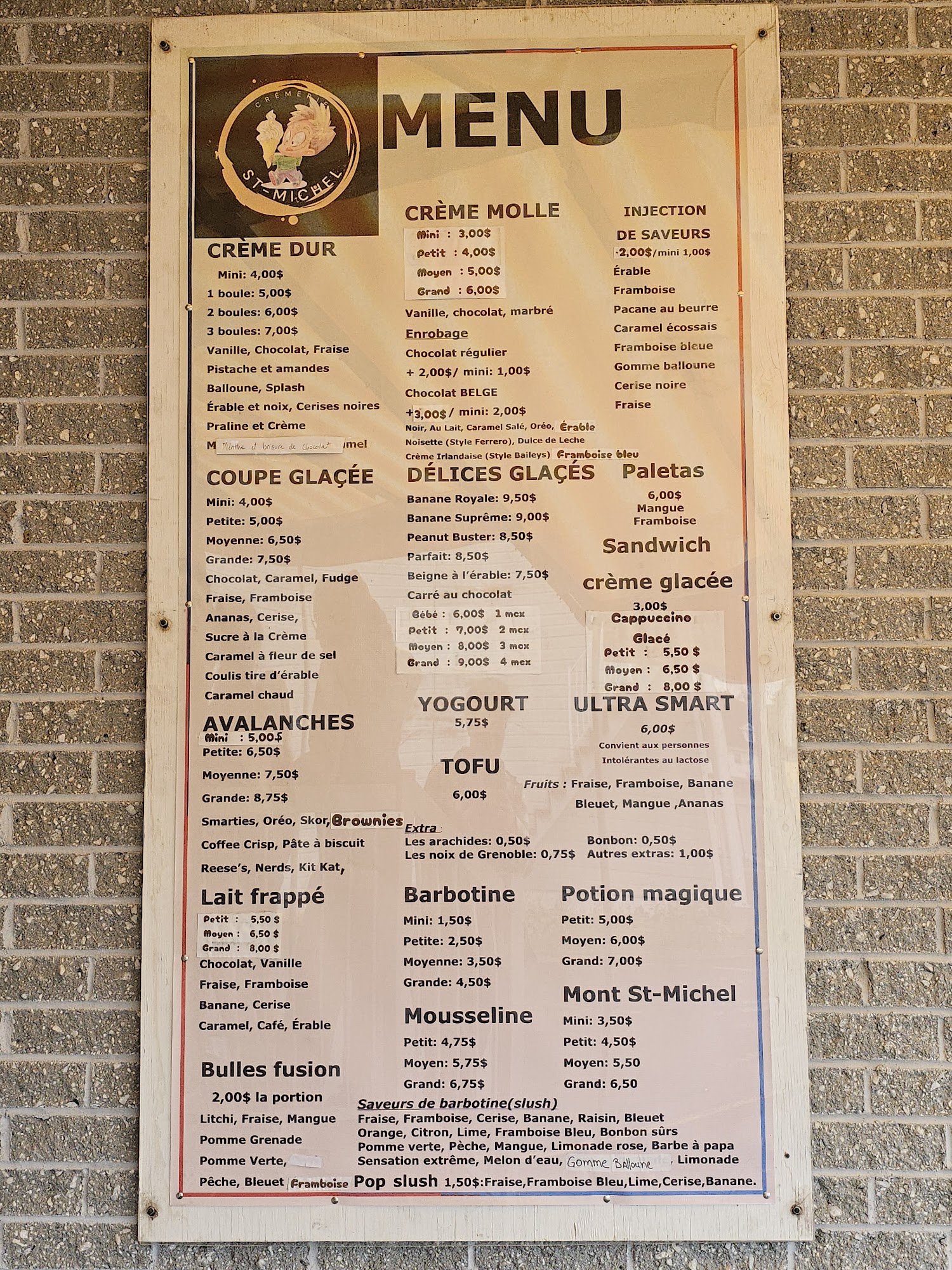 Crémerie Saint-Michel Menu