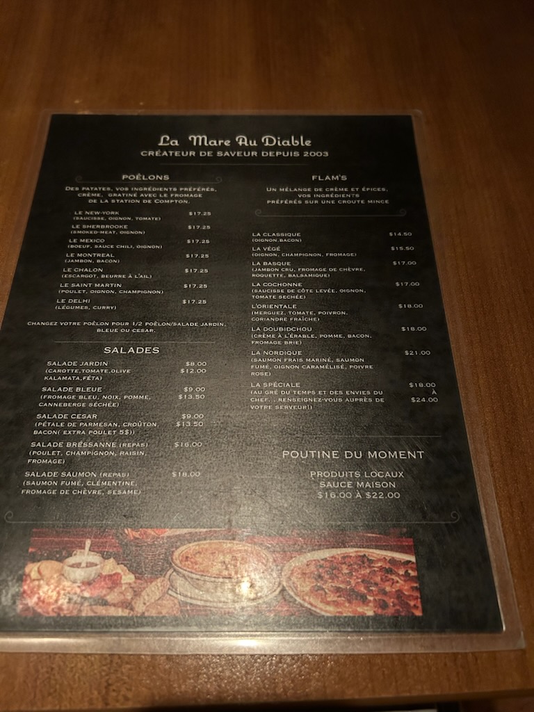 La Mare au Diable - Microbrasserie Menu