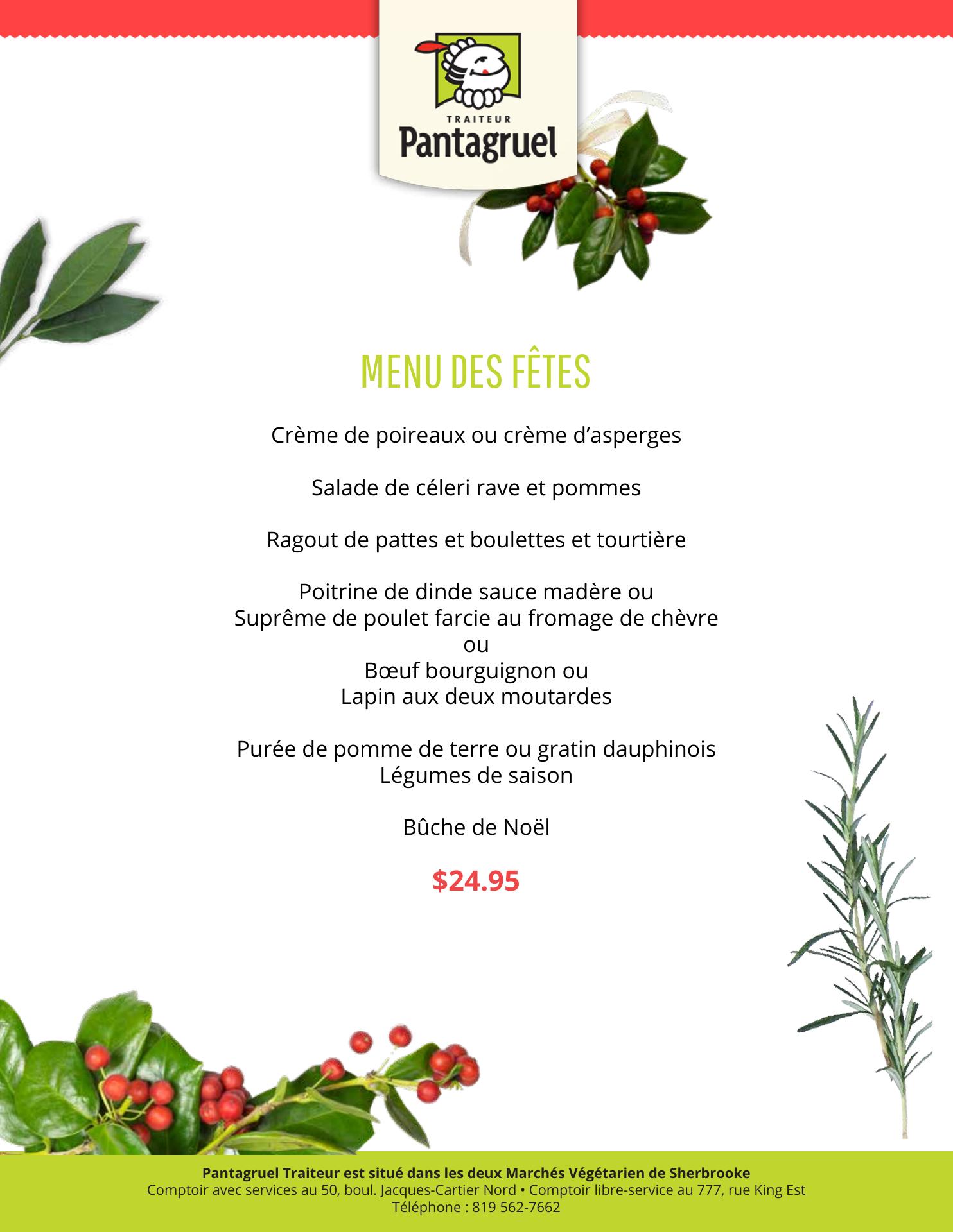 Pantagruel Traiteur Menu