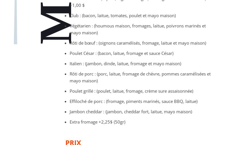 Traiteur Réception 108 Menu