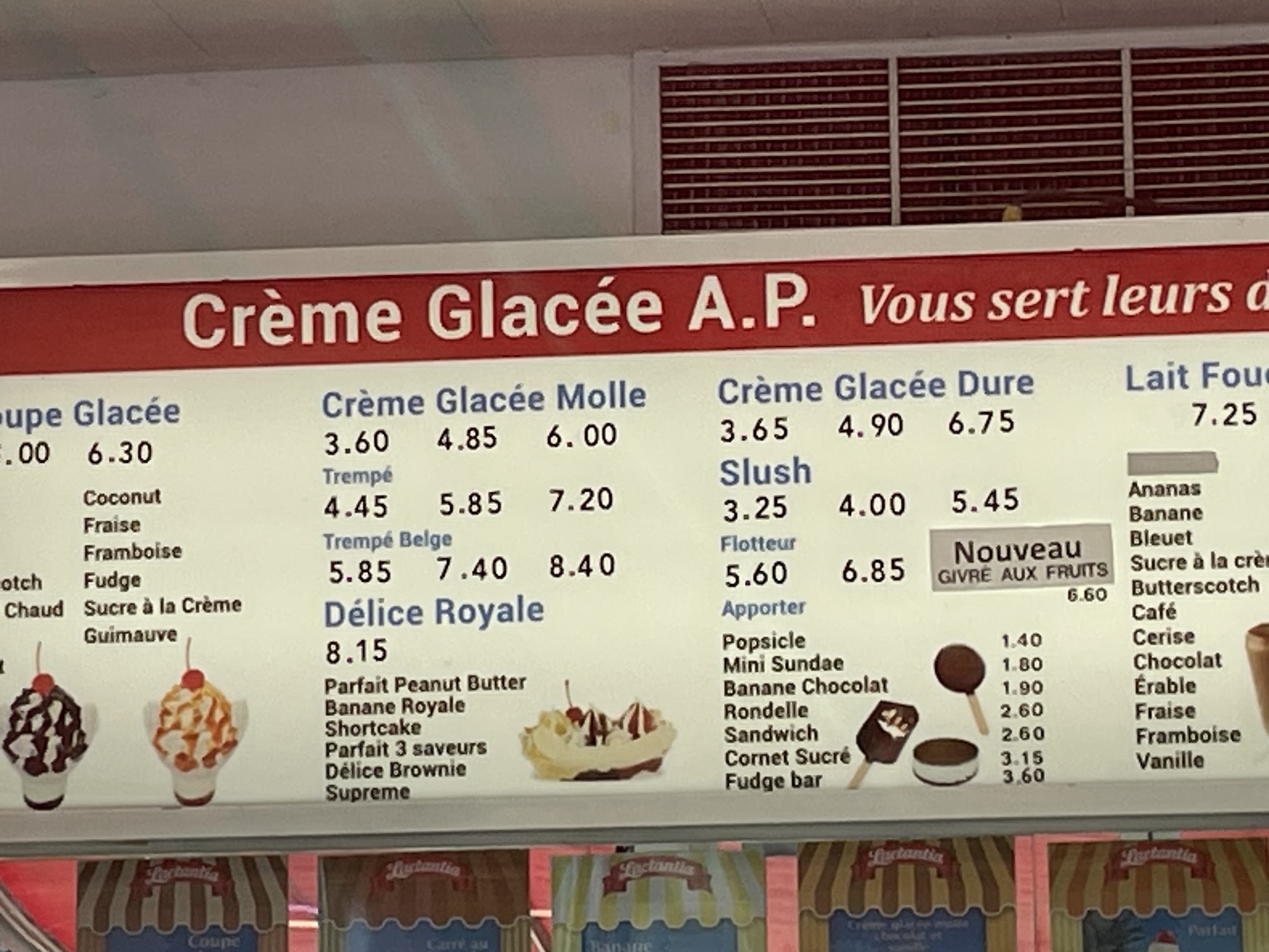 Creme Glacee AP Menu