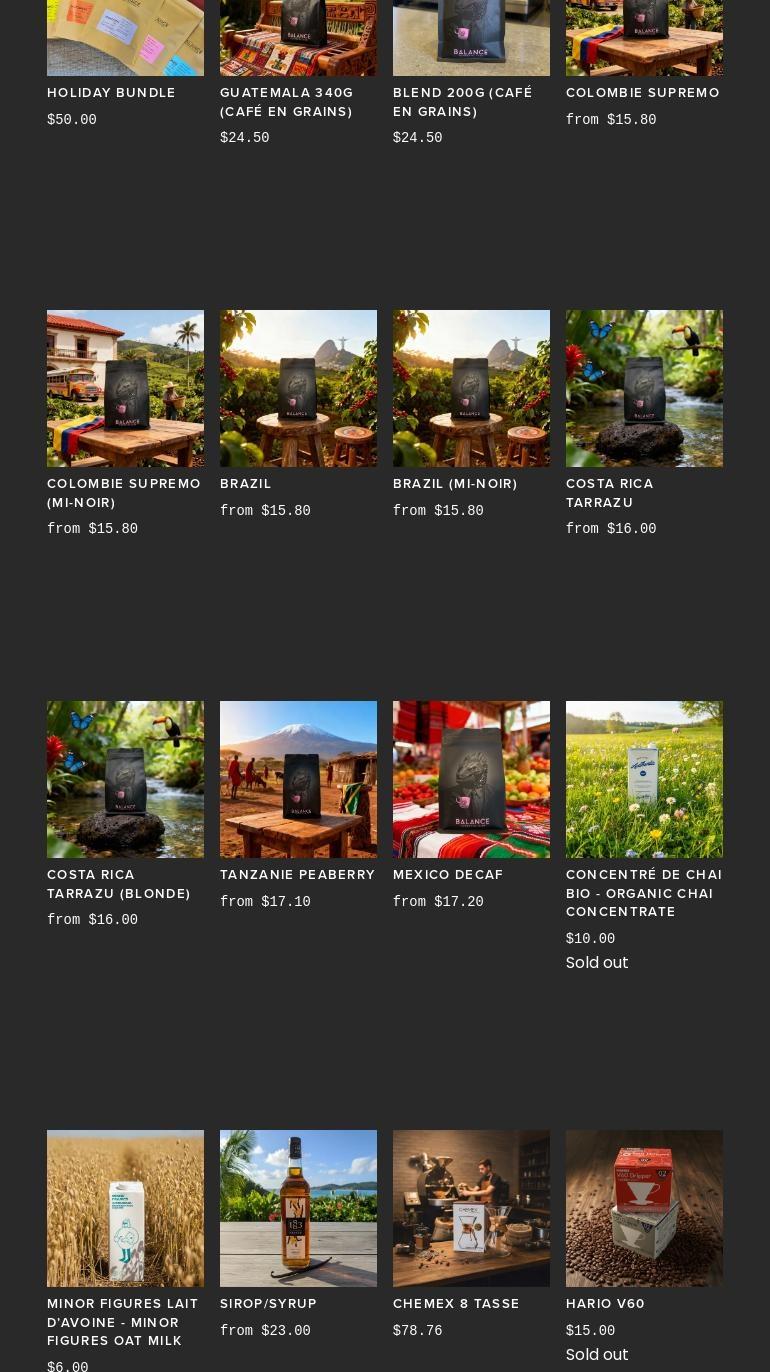 Balance Torrefacteur Menu