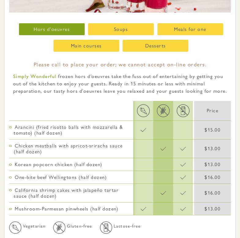 Simply Wonderful Catering Menu