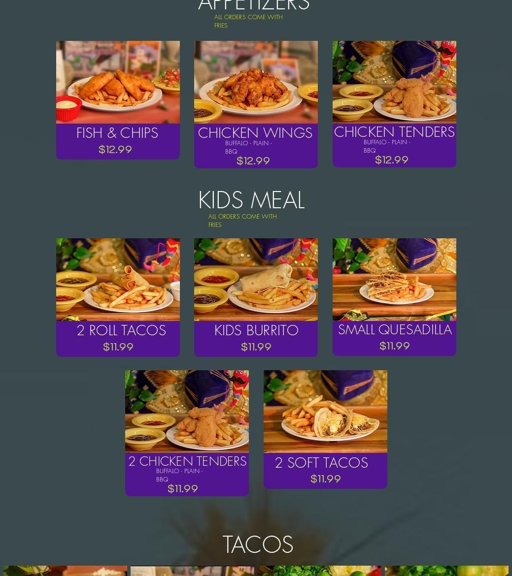 California Taco Shop Menu