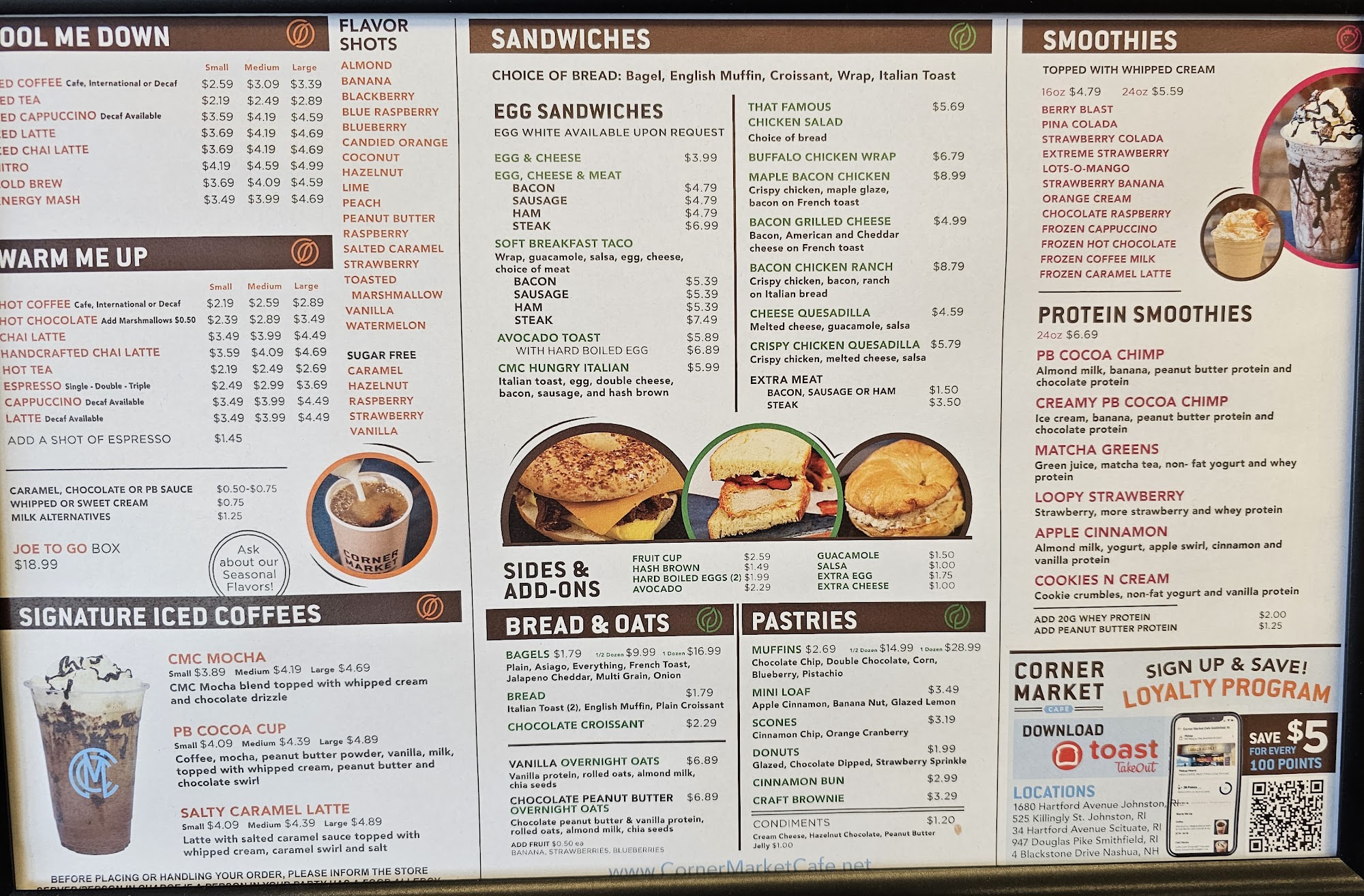 Corner Market Cafe Menu