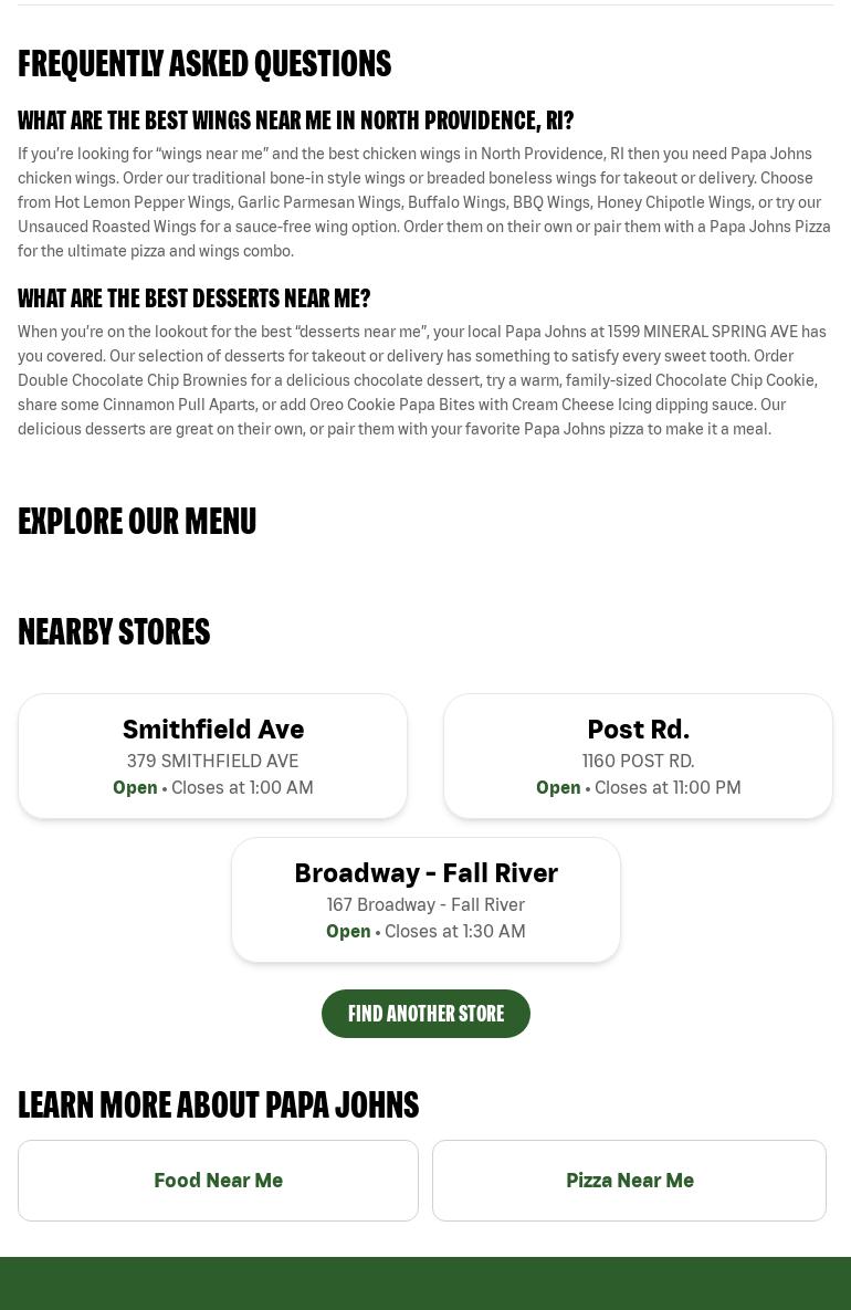 Papa Johns Pizza Menu