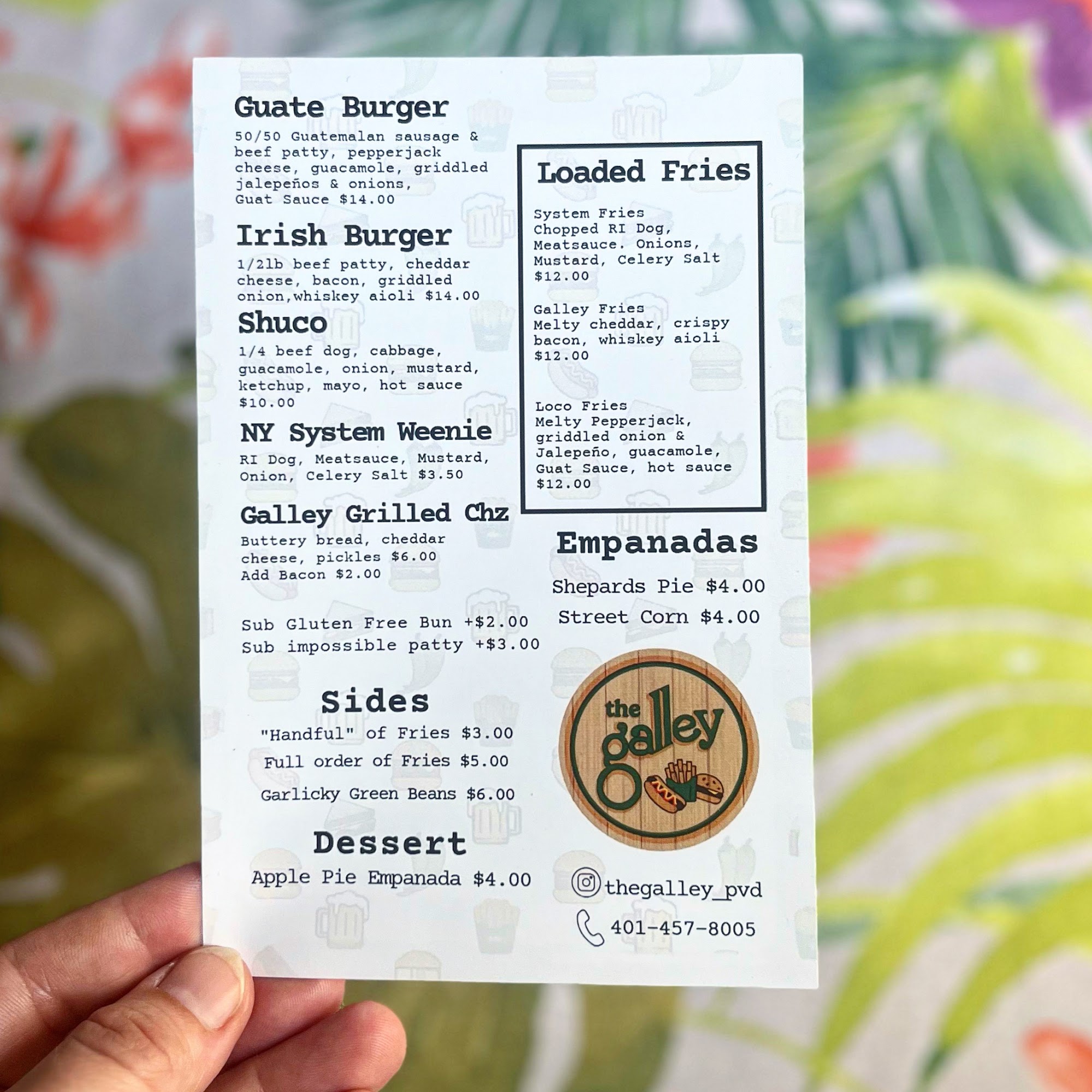 The Galley Menu