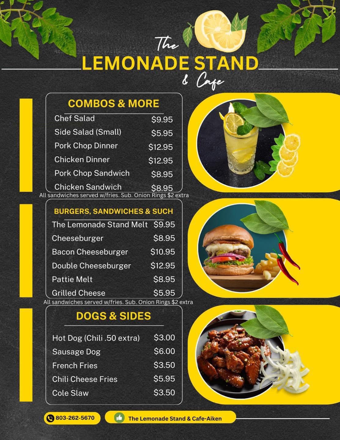 The Lemonade Stand and Cafe Menu