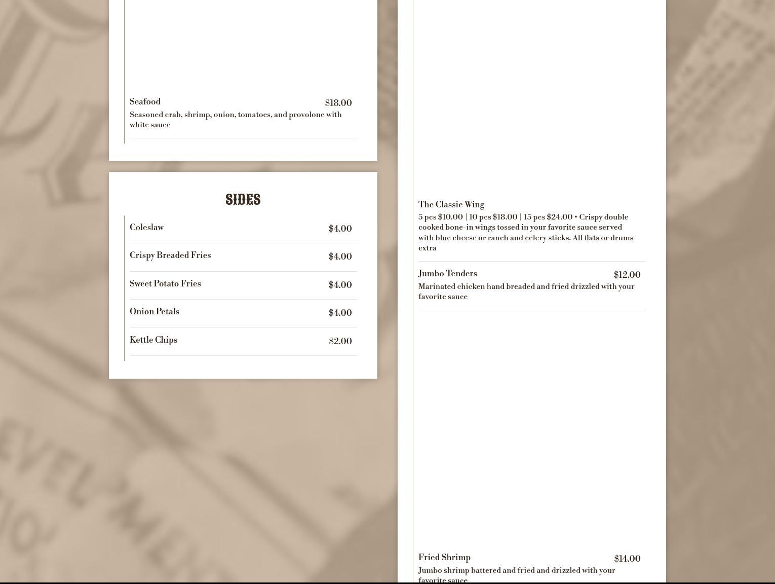 Docs Lakeside Bar and Grill Menu