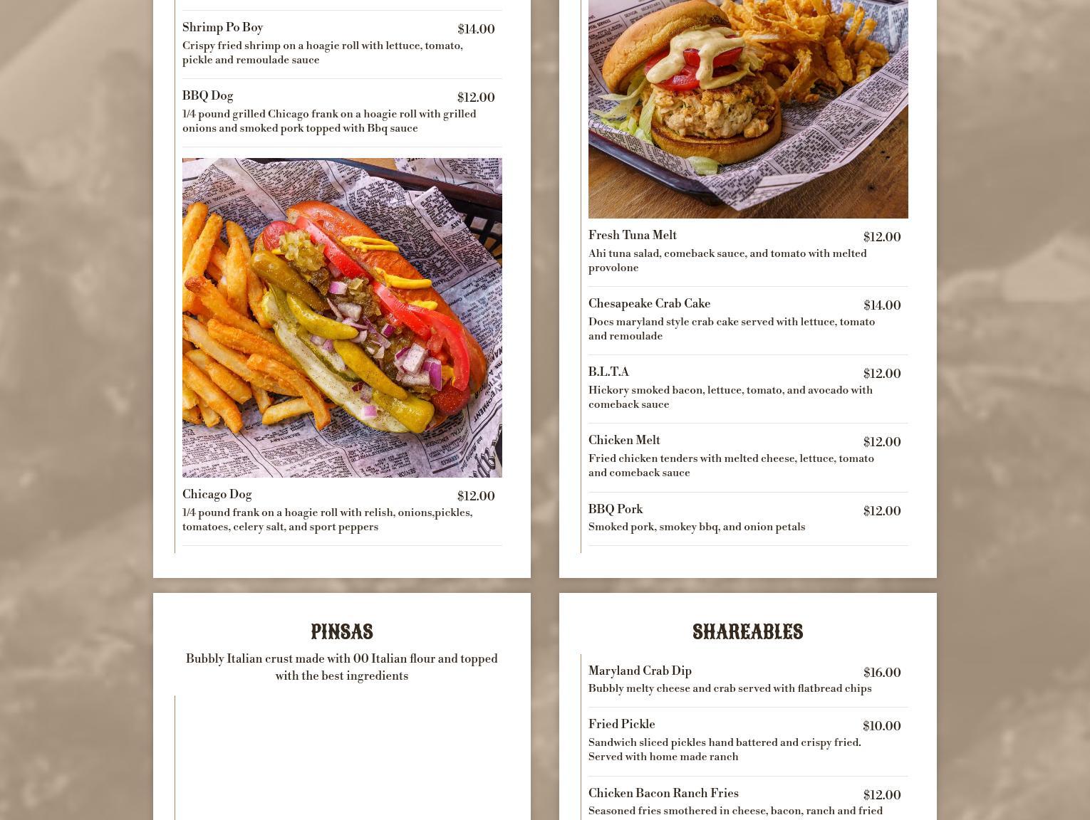 Docs Lakeside Bar and Grill Menu