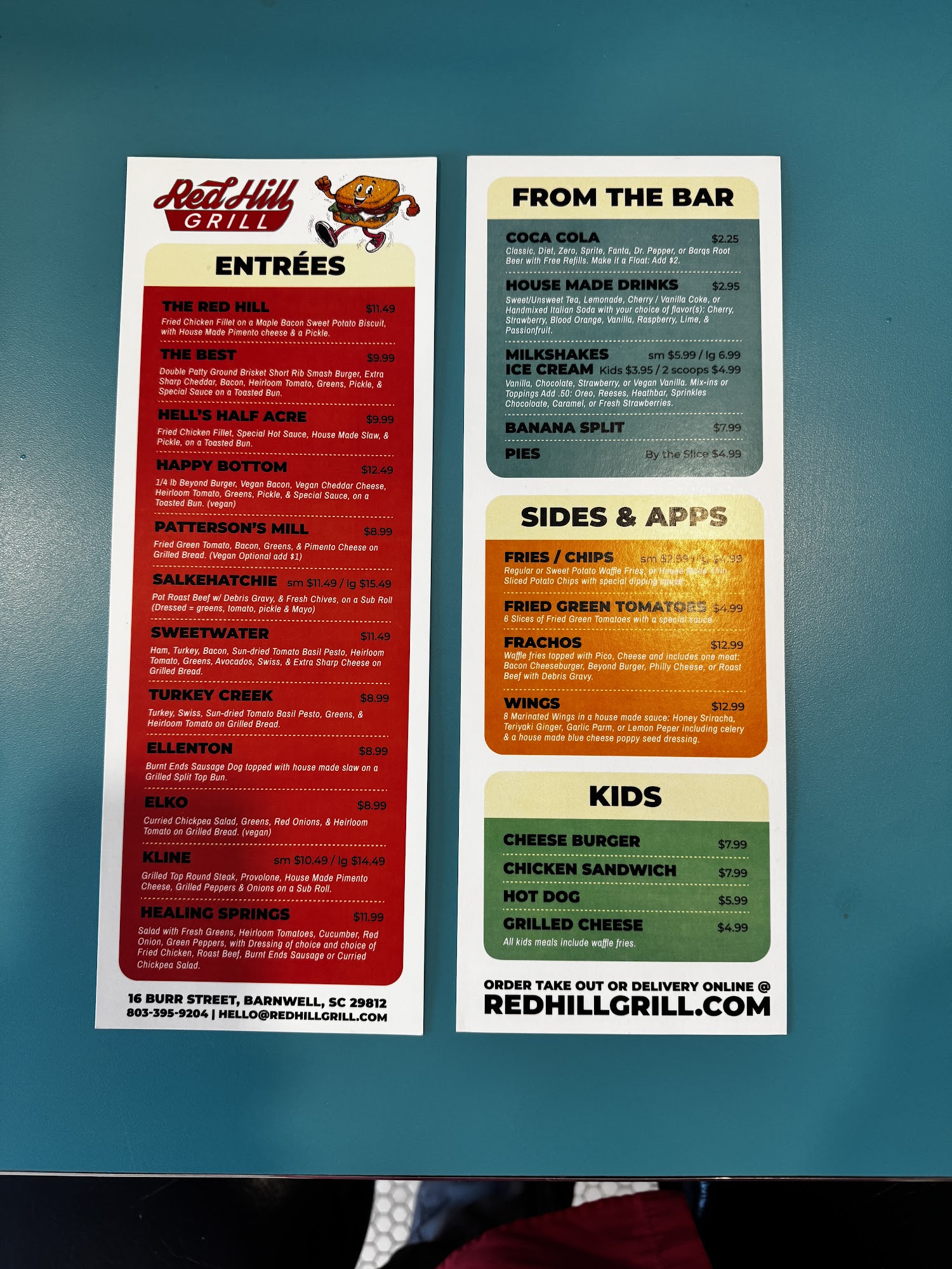 Red Hill Grill Menu