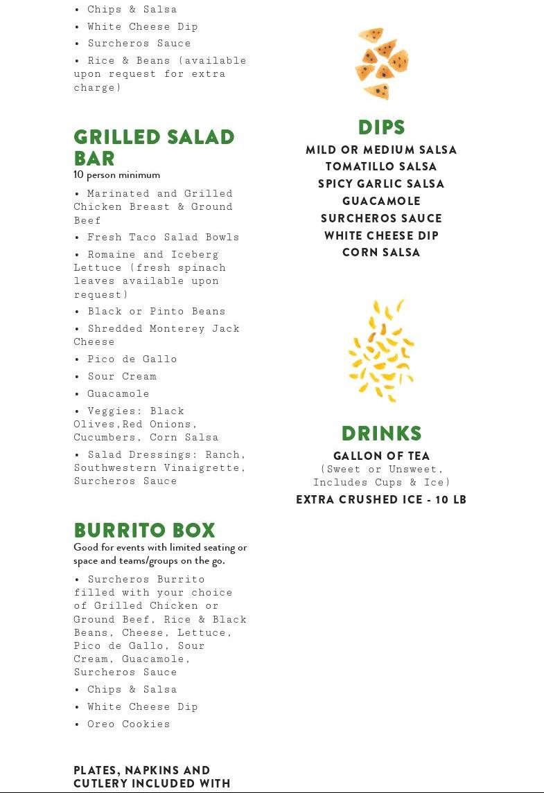 Surcheros - Beaufort, SC Menu