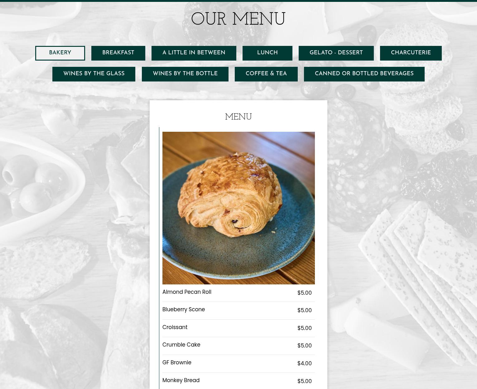 Tínto Café and Provisions Menu