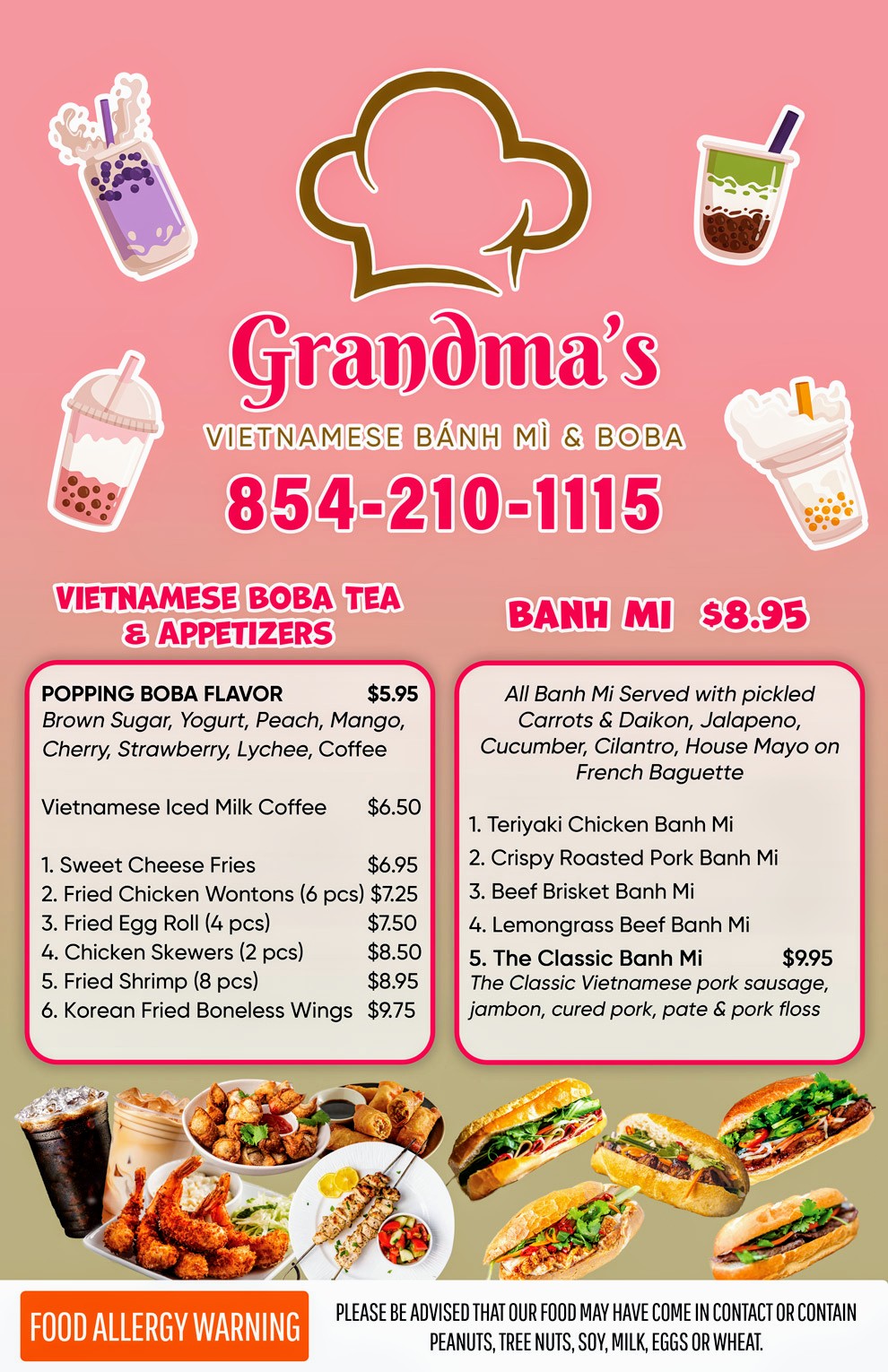 Grandma's Banh Mi & Boba Menu