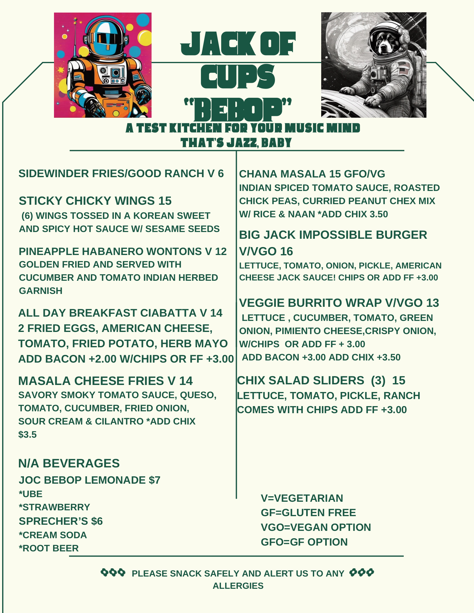 Jack of Cups Bebop Menu