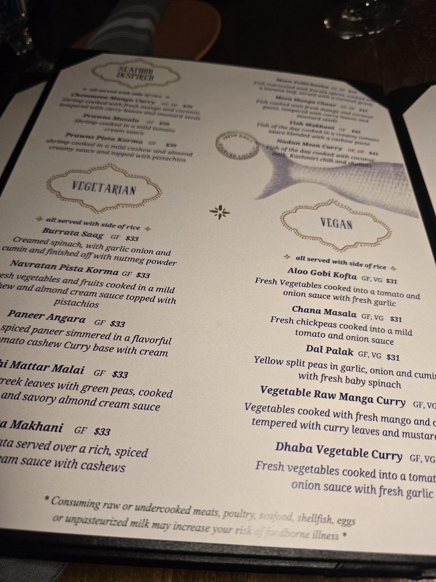 RIVAYAT CREATIVE INDIAN Menu