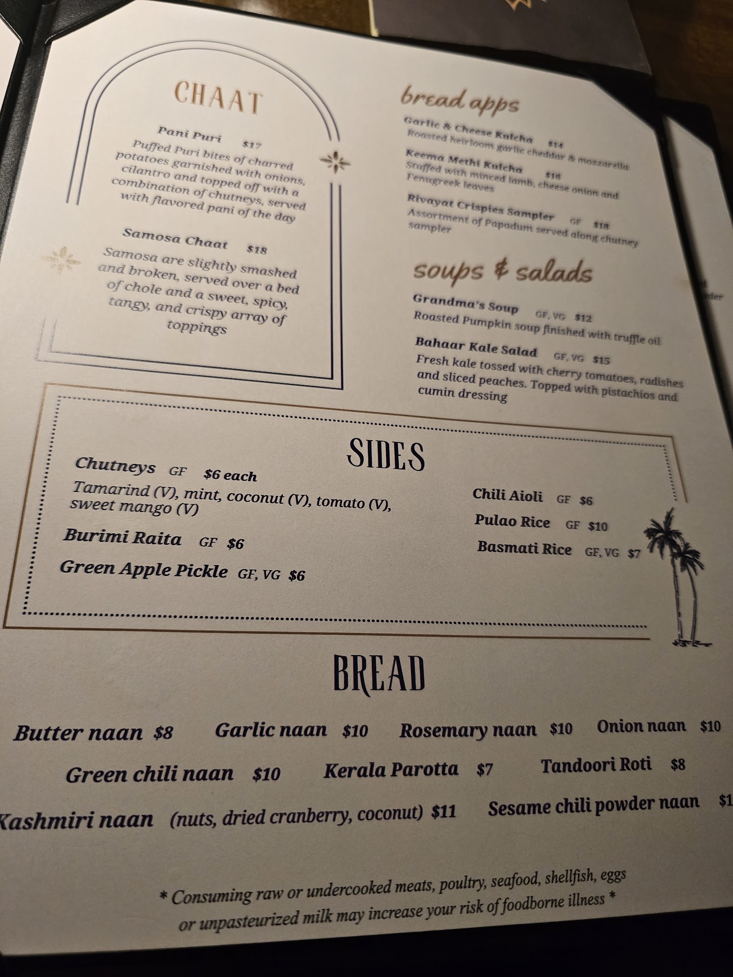 RIVAYAT CREATIVE INDIAN Menu