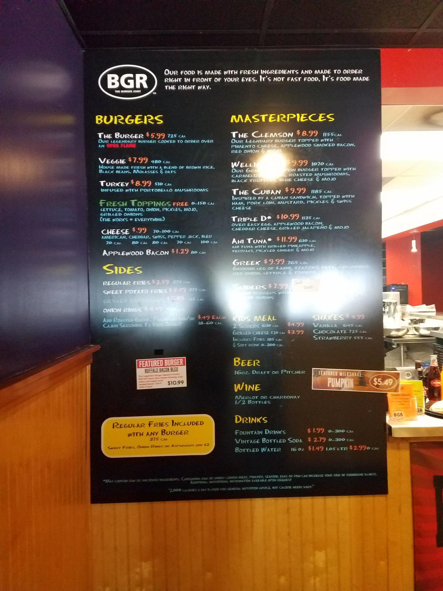 Townies Burgers Menu