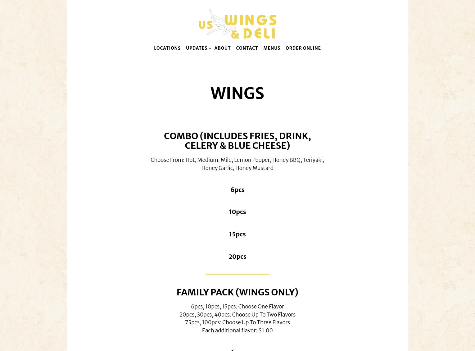 US Wings & Deli- Broadriver Menu