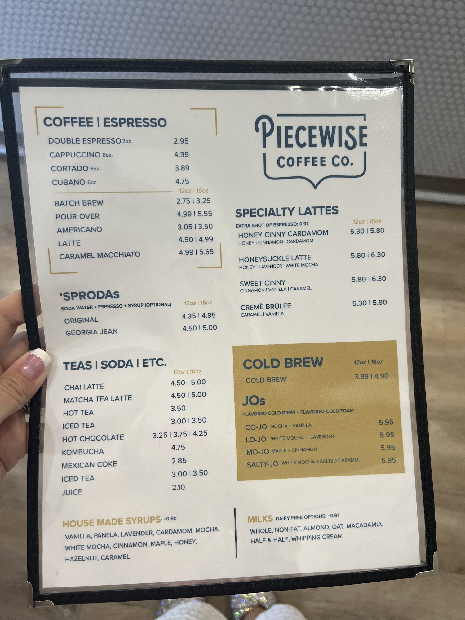 Piecewise Coffee Co. - Columbia Menu