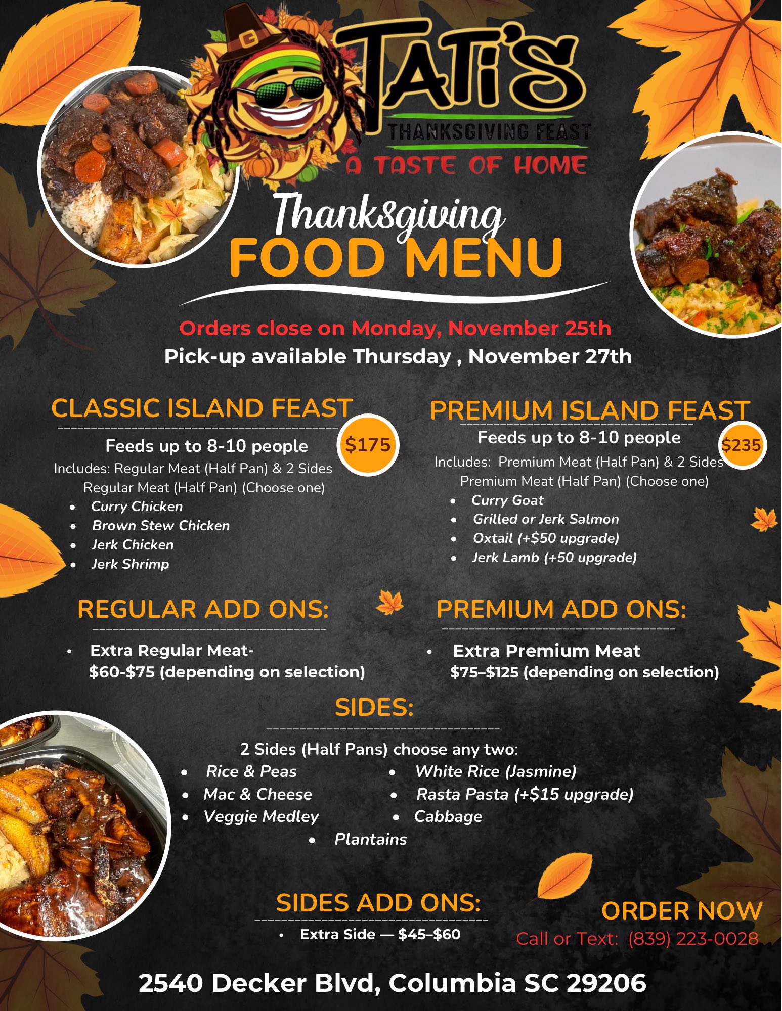 Tati's Island Cuisine Decker Menu