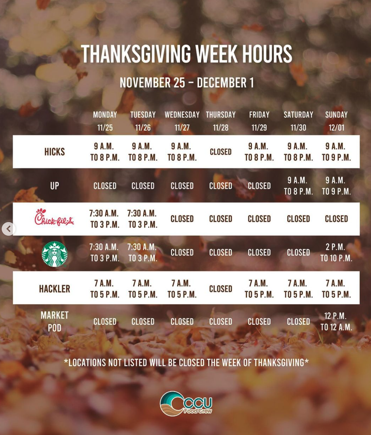 Hicks Dining Hall/Aramark Menu