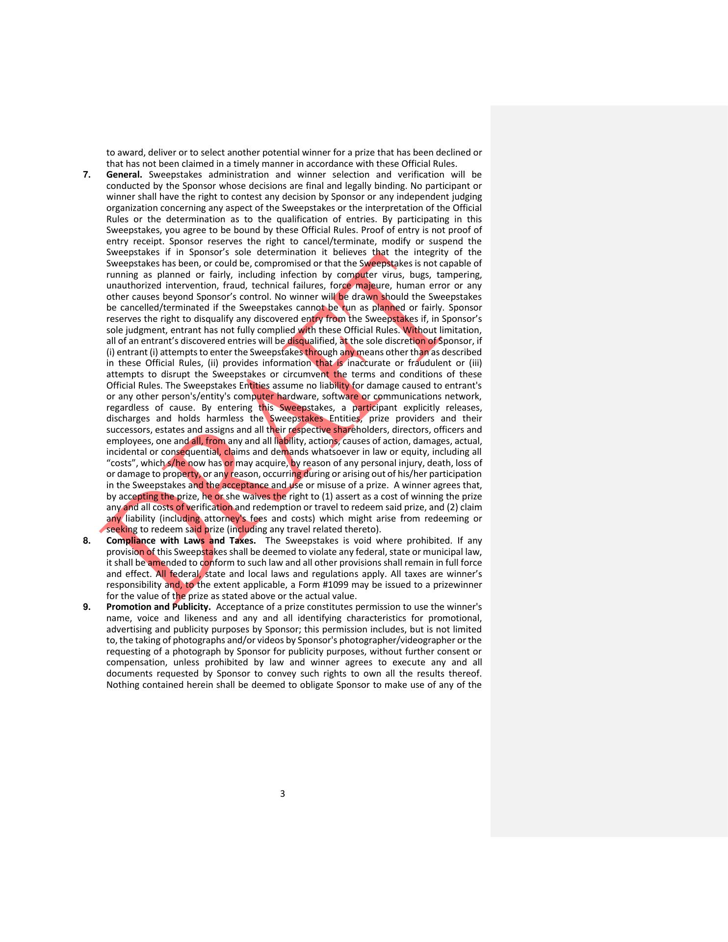 Chauncey's Choice Menu