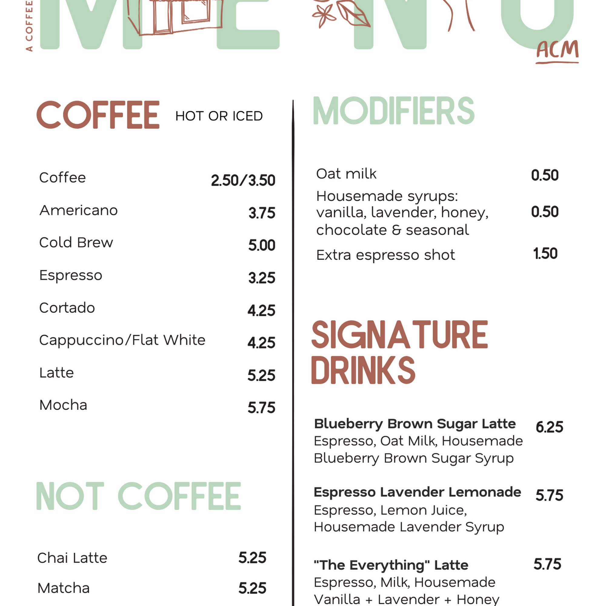A Coffee Movement - Mobile Coffee Van Menu