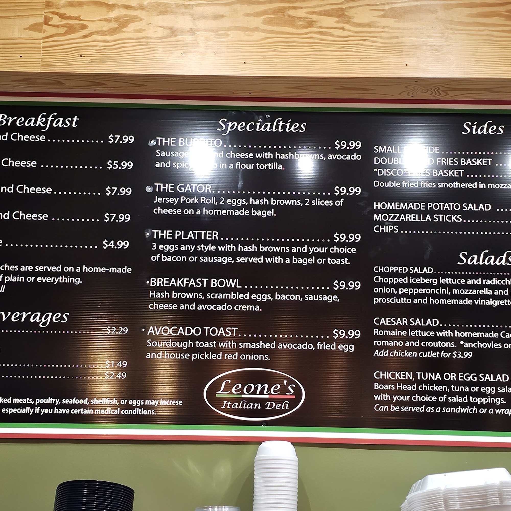 Leone's Italian Deli Menu