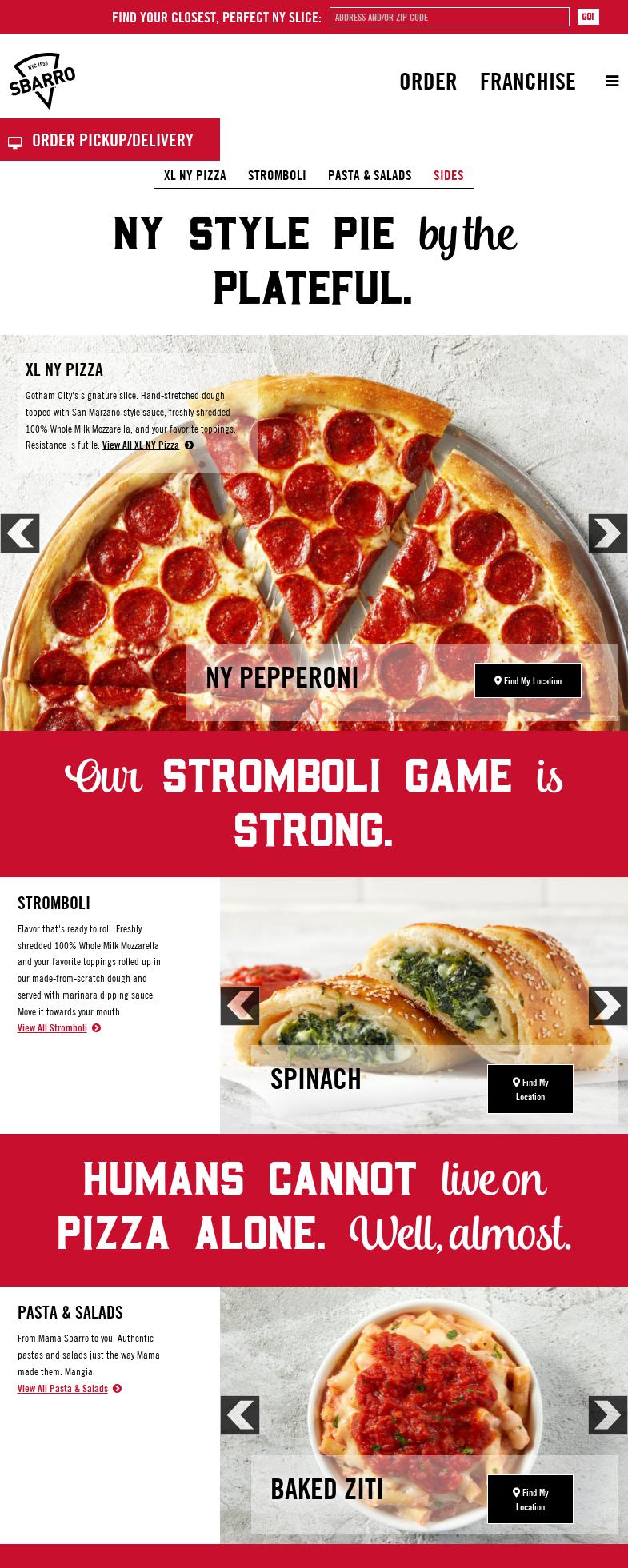 Sbarro Menu