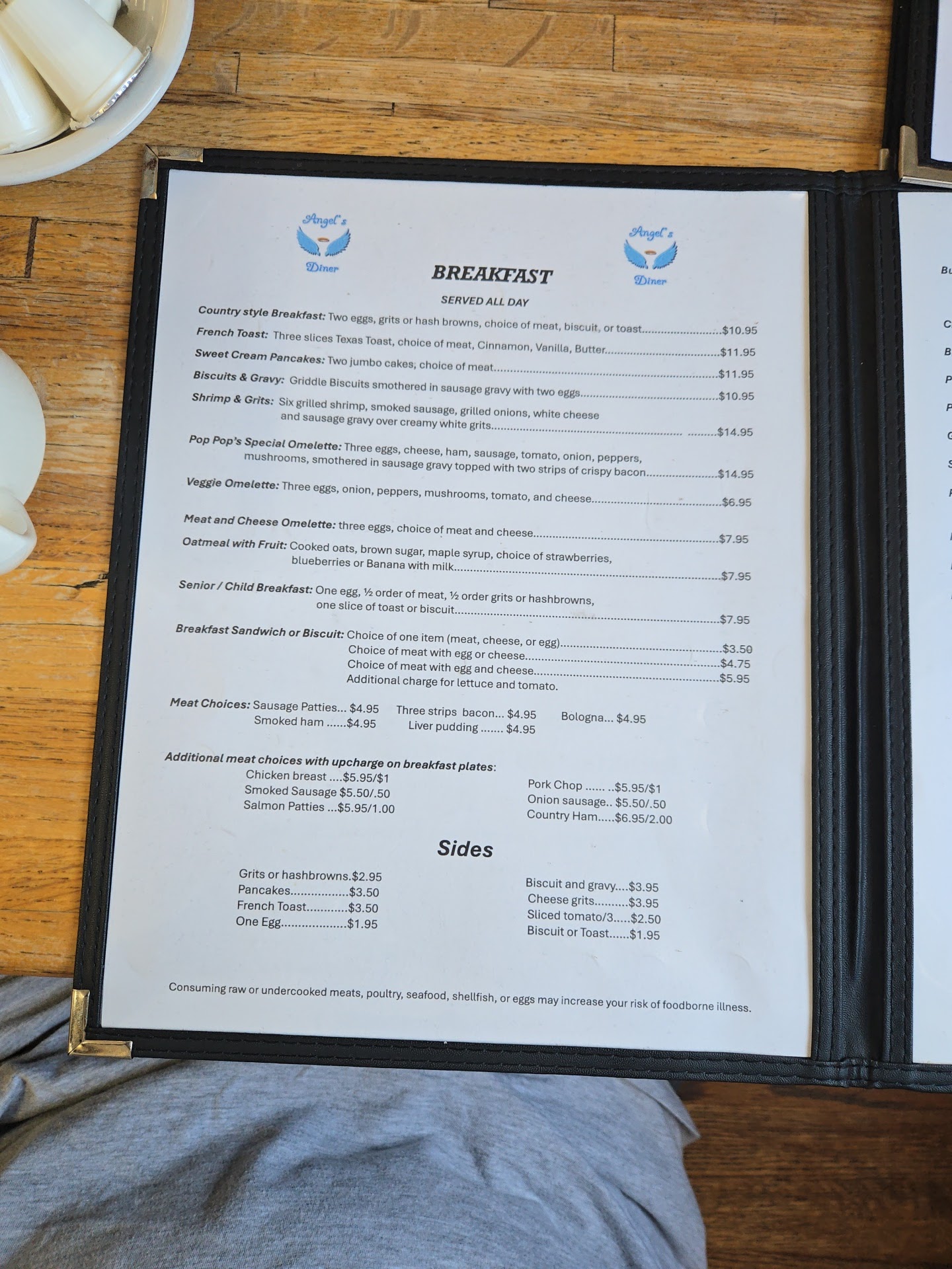 Angel’s Diner Menu