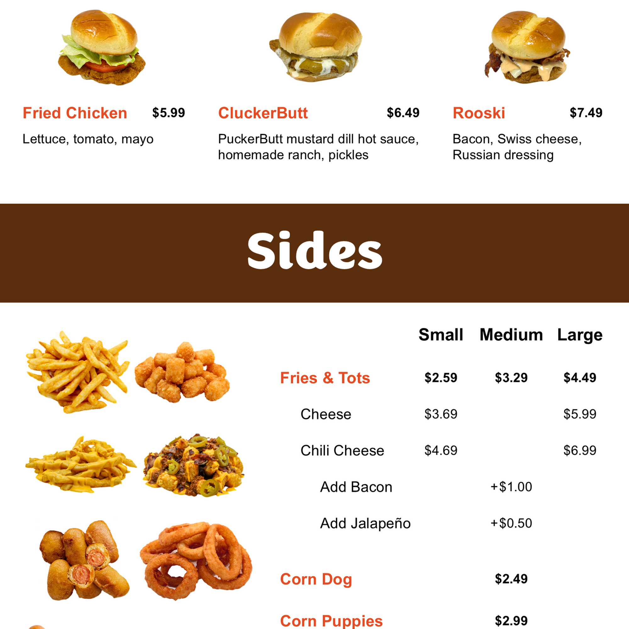 Hot Dog Depot Menu