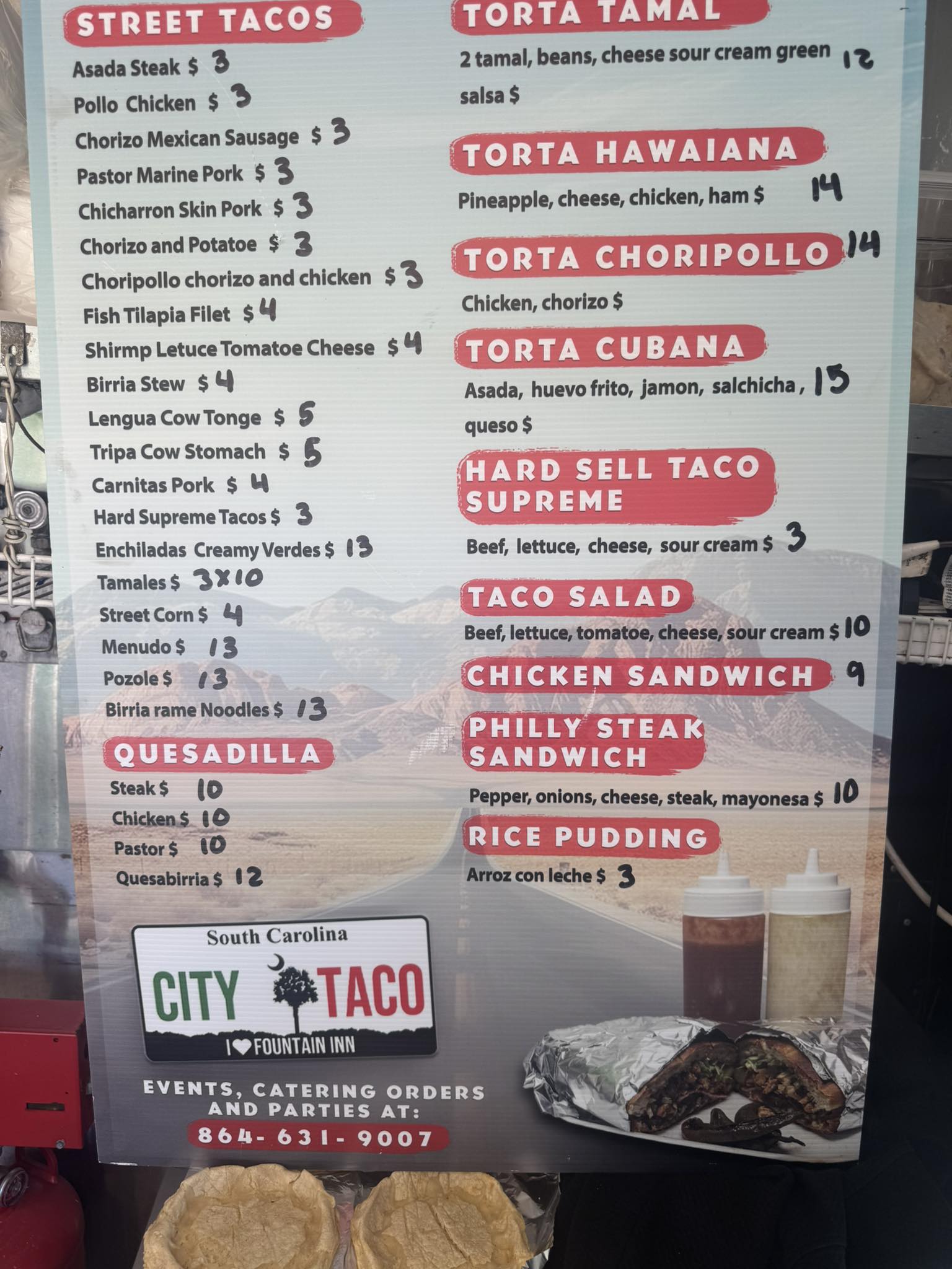 City Taco Truck Menu