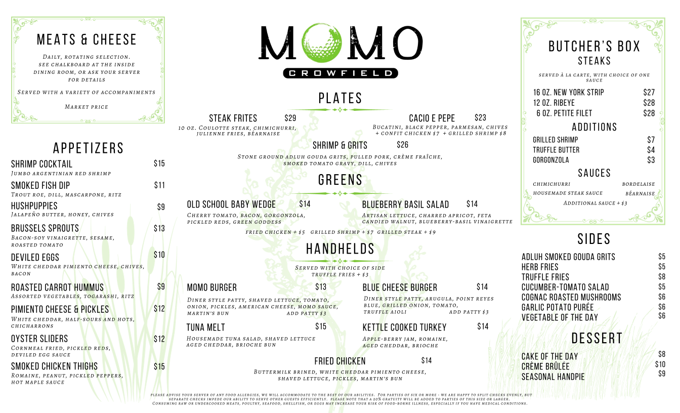 MOMO crowfield Menu