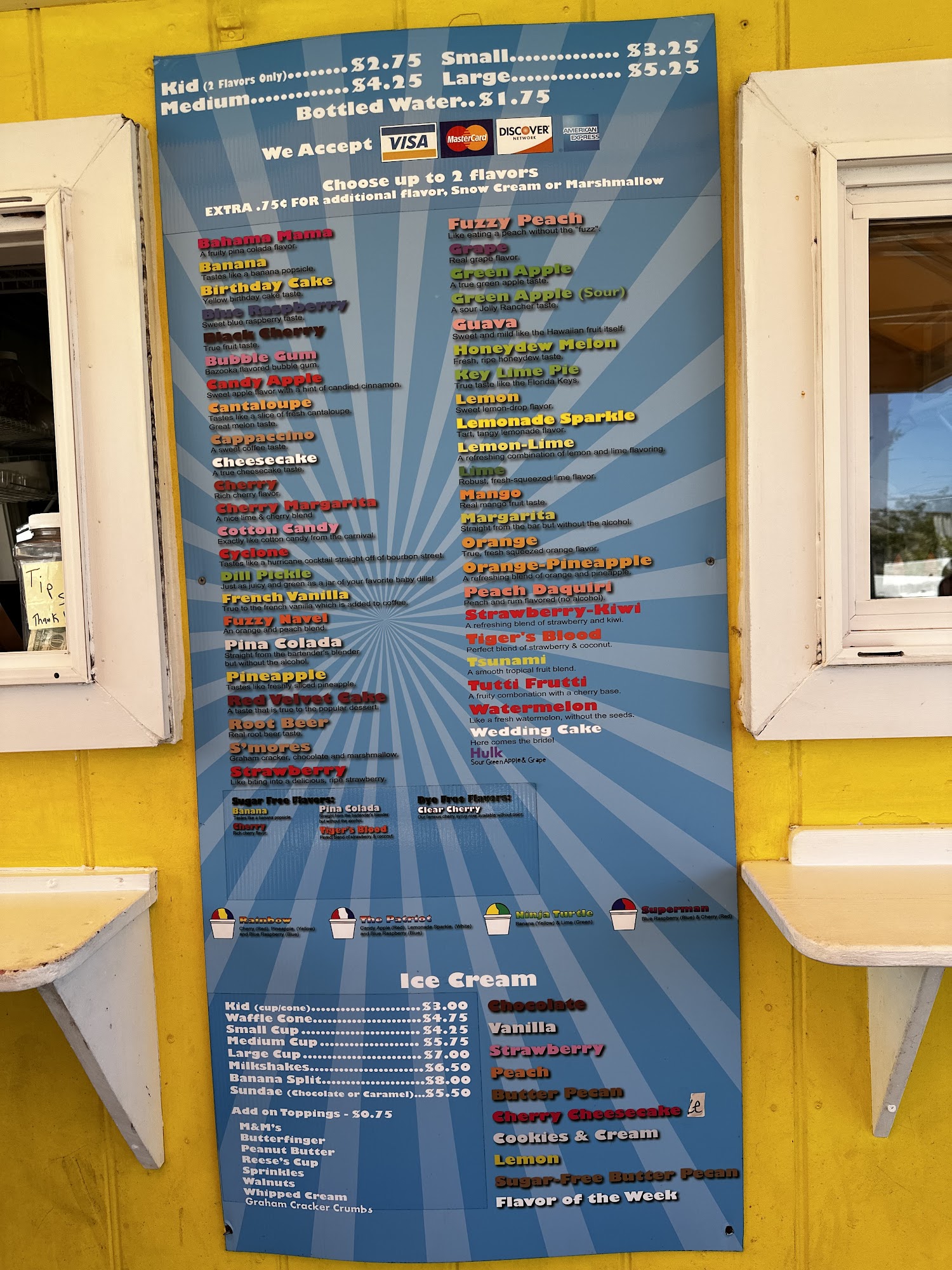 Palmetto Snow Great Falls Menu