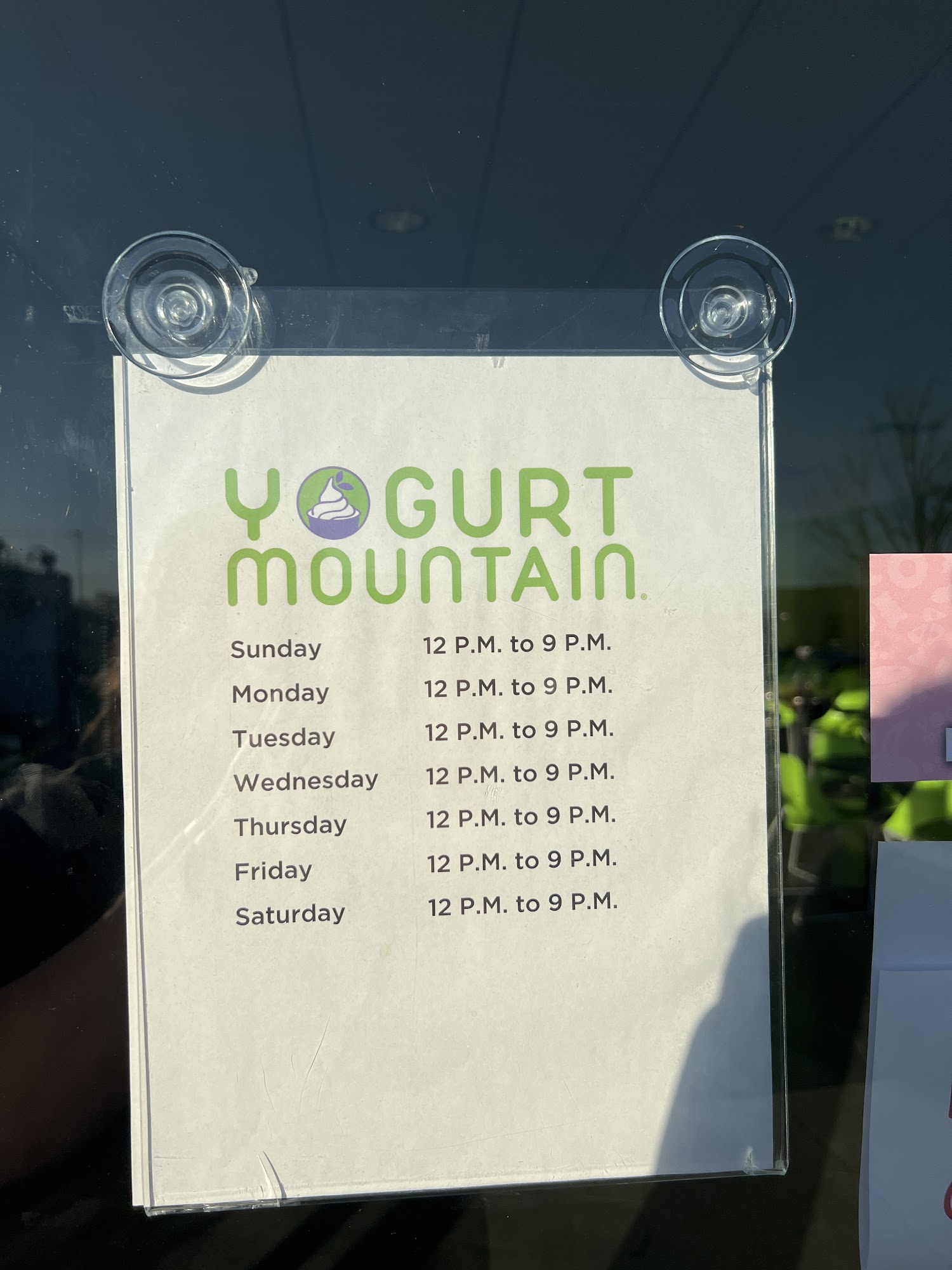 Yogurt Mountain Menu