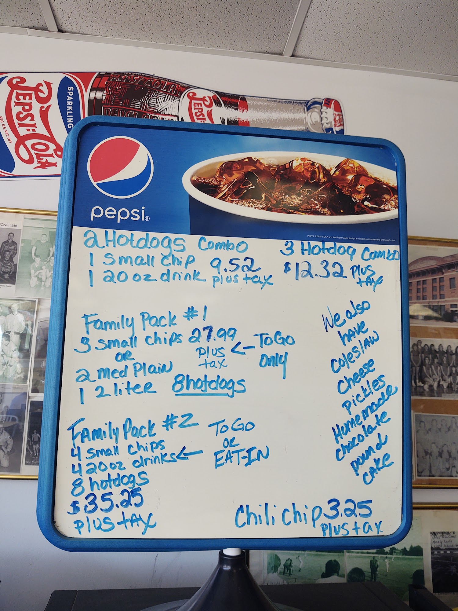 Skins' Hotdogs Menu