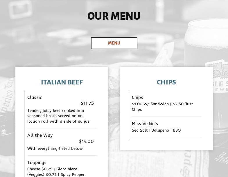 Double Stamp Brewery Menu