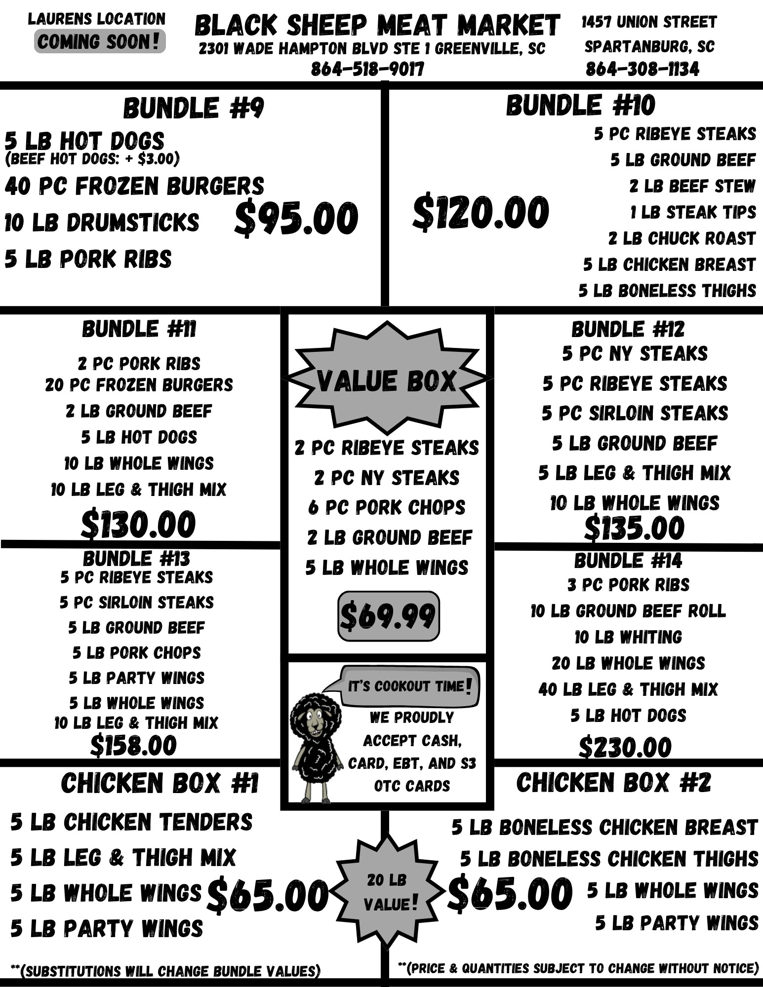 Black Sheep Market GVL Menu
